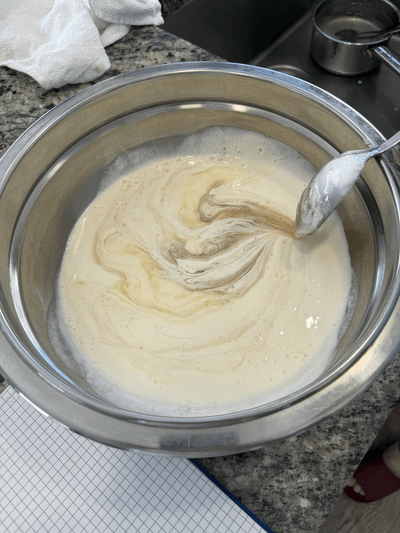 Stir the baking soda into the sour cream