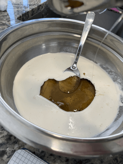 Pour the honey into the bowl