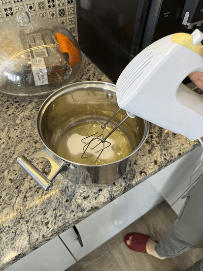 Whisk the egg whites and the yolks