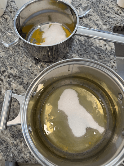 Add sugar to the egg whites and yolks