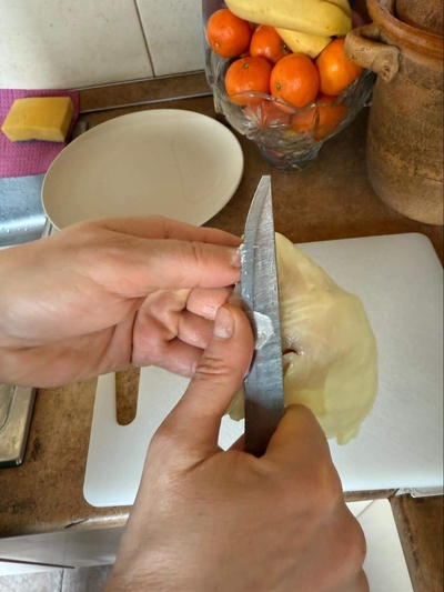 Išvirto kopūsto lapo suploninimas